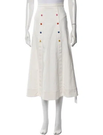 Pre-owned Saloni Midi Length Skirt In White