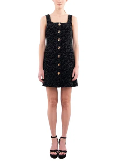 Saloni Mika Velvet Dress In Noir Fea In Multi