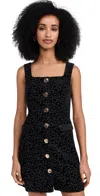 Saloni Mika Velvet Dress Noir Featherleaf In Noir Featherleaf