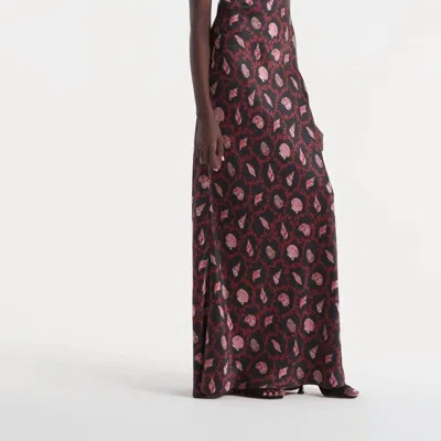 Saloni Mimi Long Dress In Coral Noir In Brown