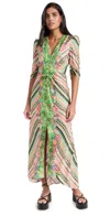 Saloni Mitsu B Dress Bloom Border Plmt In Bloom Border Plmt