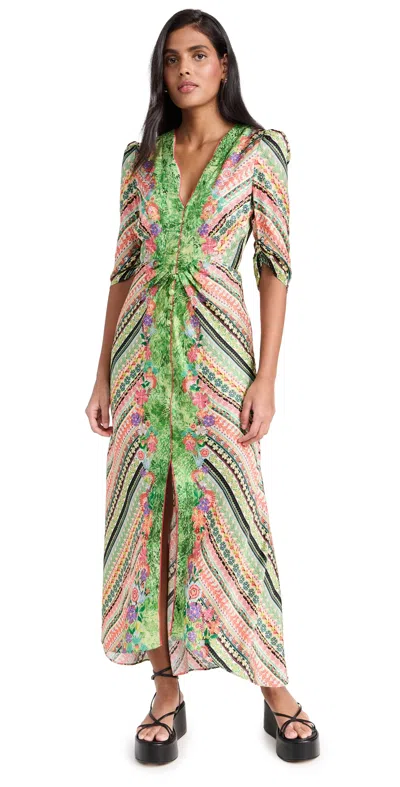 Saloni Mitsu B Dress Bloom Border Plmt In Multicolor