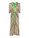 Saloni Mitsu B Dress Bloom Border Plmt In Rosado