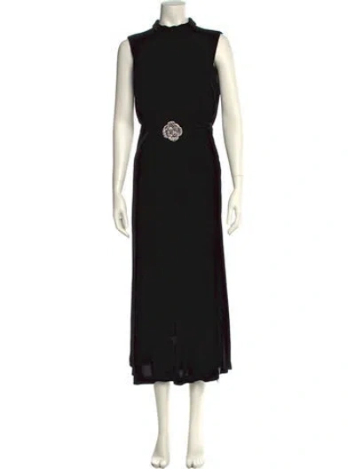 Pre-owned Saloni Mock Neck Long Dress In Black