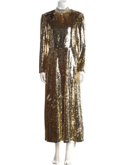 Pre-owned Saloni Mock Neck Long Dress W/ Tags In Gold