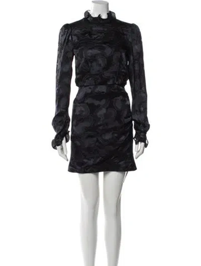 Pre-owned Saloni Mock Neck Mini Dress In Black