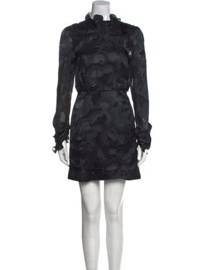 Pre-owned Saloni Mock Neck Mini Dress In Multi