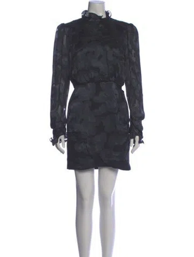 Pre-owned Saloni Mock Neck Mini Dress In Multi