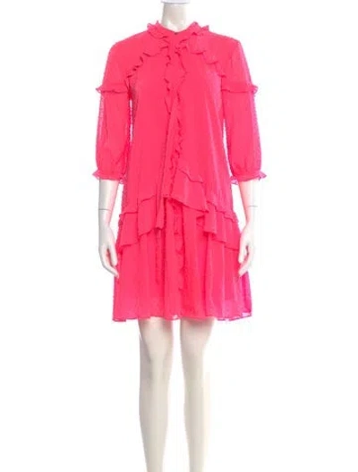 Pre-owned Saloni Mock Neck Mini Dress In Pink