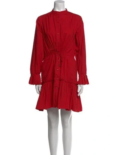 Pre-owned Saloni Mock Neck Mini Dress In Red