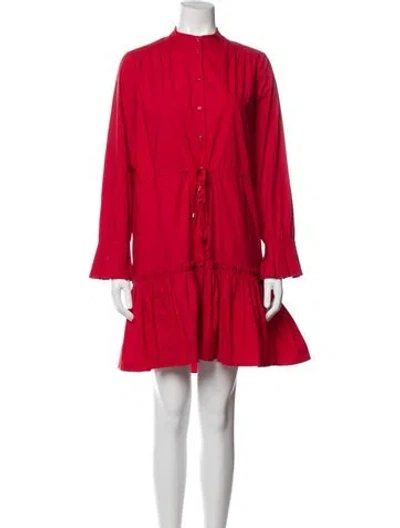Pre-owned Saloni Mock Neck Mini Dress In Red