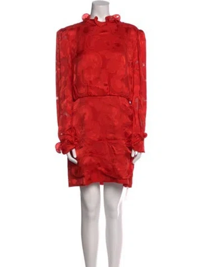 Pre-owned Saloni Mock Neck Mini Dress W/ Tags In Red