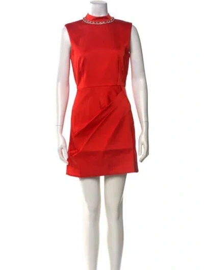 Pre-owned Saloni Mock Neck Mini Dress W/ Tags In Red