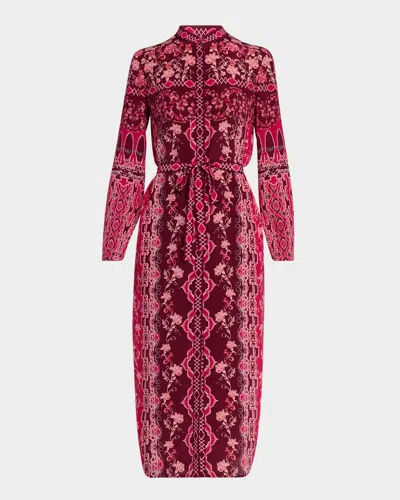 Saloni Molly Printed Long-sleeve Dress In Red