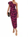 Saloni Mona Asymmetrical Maxi Dress In Rosa Noir In Pink