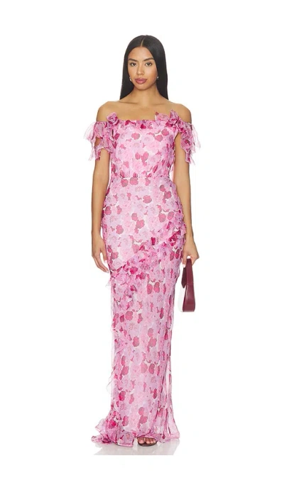 Saloni Nina Dress In Windflower Rose