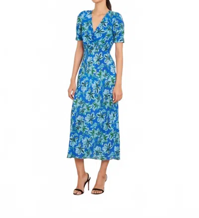 Saloni Nora Midi Dress In Waterlily Azure In Blue