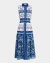 Saloni Nya Belted Linen Midi Dress