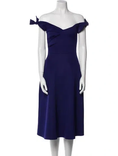 Pre-owned Saloni Off-the-shoulder Knee-length Dress In Blue