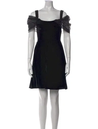 Pre-owned Saloni Off-the-shoulder Mini Dress In Black