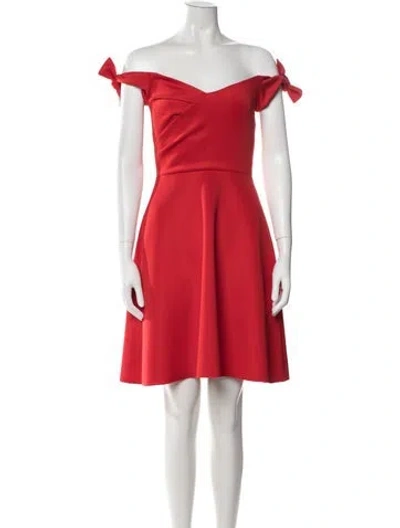 Pre-owned Saloni Off-the-shoulder Mini Dress In Red