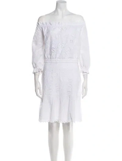 Pre-owned Saloni Off-the-shoulder Mini Dress In White