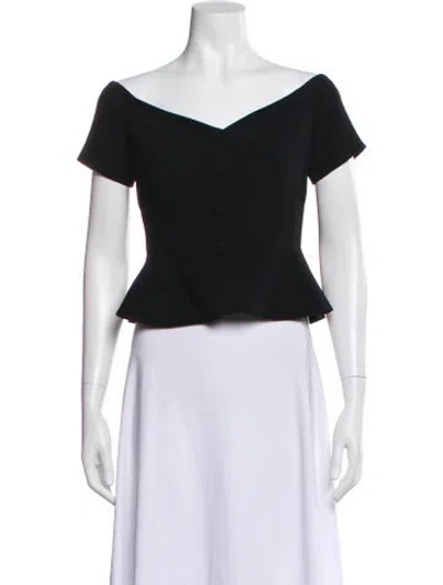 Pre-owned Saloni Off-the-shoulder Short Sleeve Blouse In Black