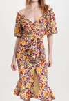 Saloni Olivia Dress In Mango Sunflower In Multi