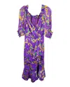 Saloni Olivia Wrap-effect Midi Dress In Purple Silk In Purple