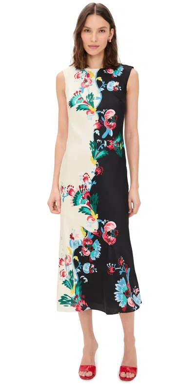 Saloni Olympia Dress Saffier Ornamental Plmt In Multi