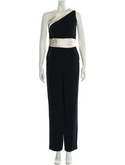 Pre-owned Saloni One-shoulder Jumpsuit In Black