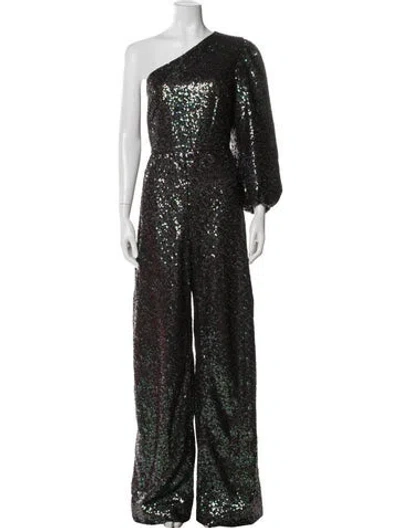 Pre-owned Saloni One-shoulder Jumpsuit In Black