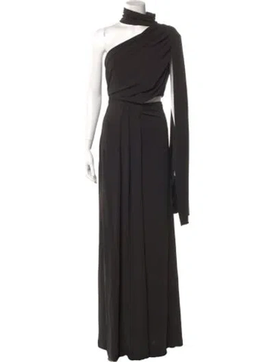 Pre-owned Saloni One-shoulder Long Dress In Black