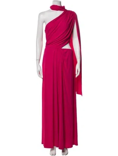 Pre-owned Saloni One-shoulder Long Dress In Pink
