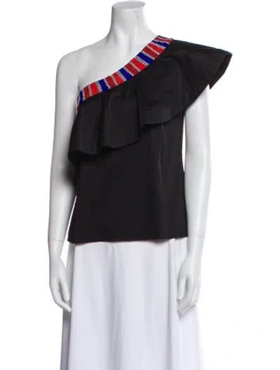 Pre-owned Saloni One-shoulder Short Sleeve Top In Black