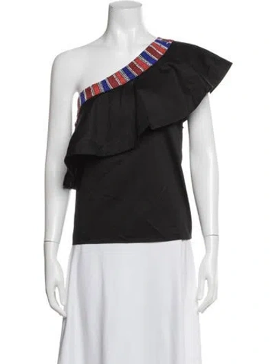 Pre-owned Saloni One-shoulder Sleeveless Blouse In Black