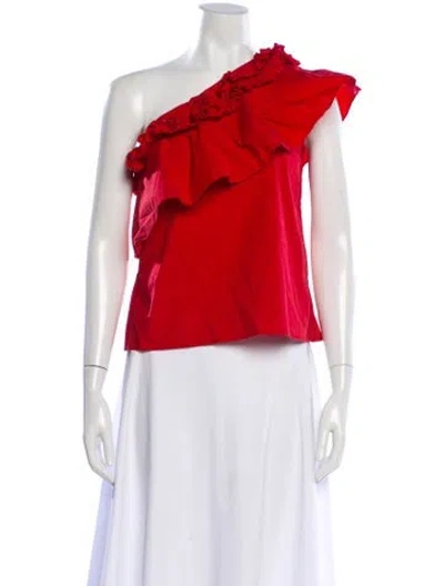 Pre-owned Saloni One-shoulder Sleeveless Blouse In Red