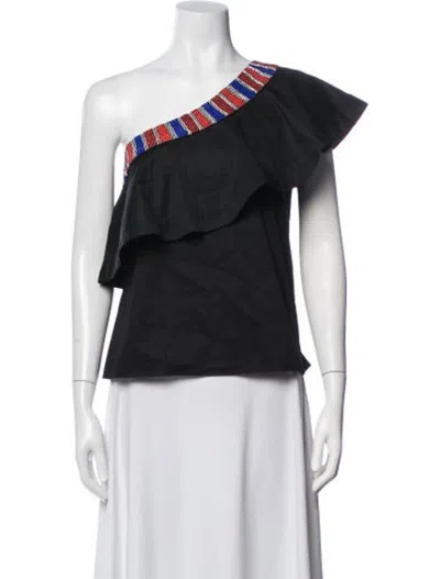 Pre-owned Saloni One-shoulder Sleeveless Top In Black