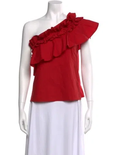 Pre-owned Saloni One-shoulder Sleeveless Top In Red