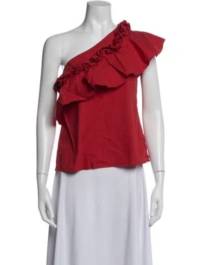 Pre-owned Saloni One-shoulder Sleeveless Top In Red