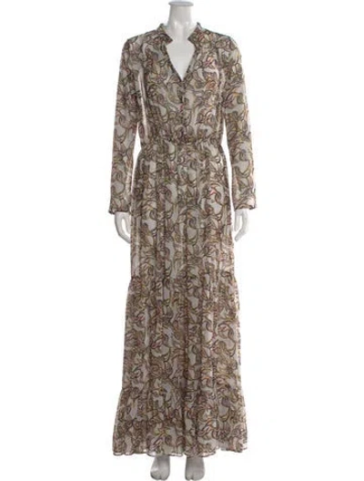 Pre-owned Saloni Paisley Print Long Dress In Multi
