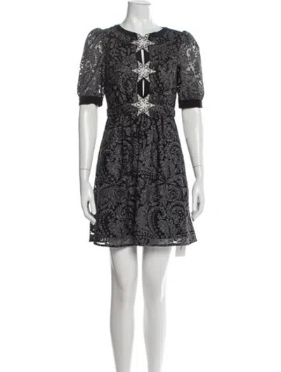 Pre-owned Saloni Paisley Print Mini Dress In Black