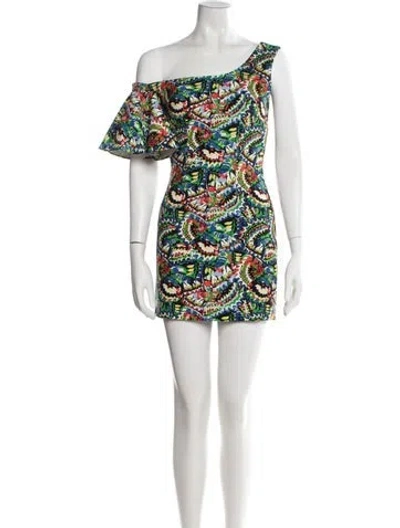 Pre-owned Saloni Paisley Print Mini Dress In Blue