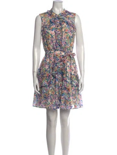 Pre-owned Saloni Paisley Print Mini Dress In Blue