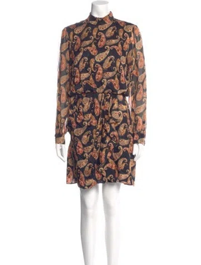 Pre-owned Saloni Paisley Print Mini Dress In Brown