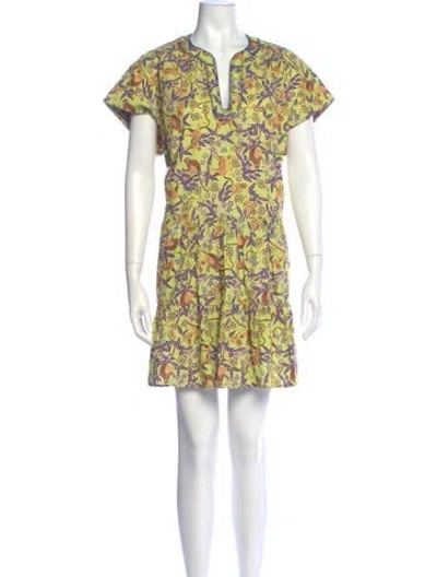 Pre-owned Saloni Paisley Print Mini Dress In Green