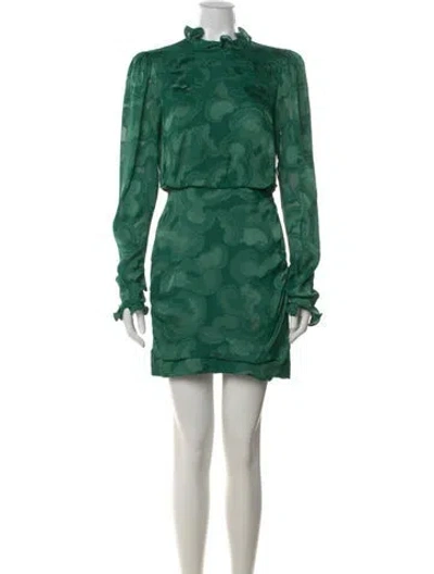 Pre-owned Saloni Paisley Print Mini Dress In Green