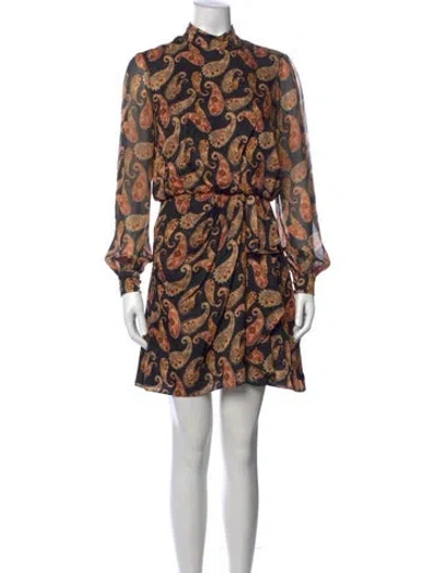 Pre-owned Saloni Paisley Print Mini Dress In Multi