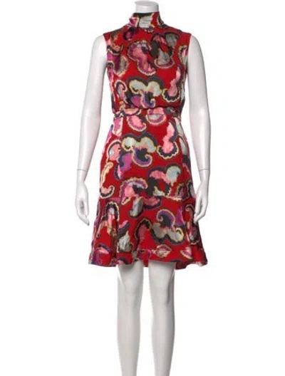 Pre-owned Saloni Paisley Print Mini Dress In Red