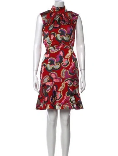 Pre-owned Saloni Paisley Print Mini Dress In Red